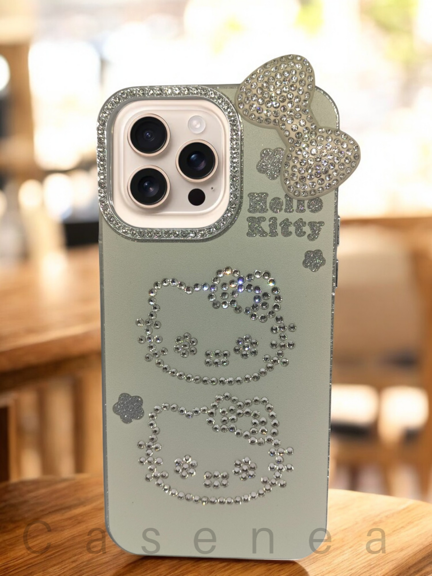 Casenea™ Kitty Hello Blink Case – Reflective Glow for iPhone 15, 15 Pro & 15 Pro Max
