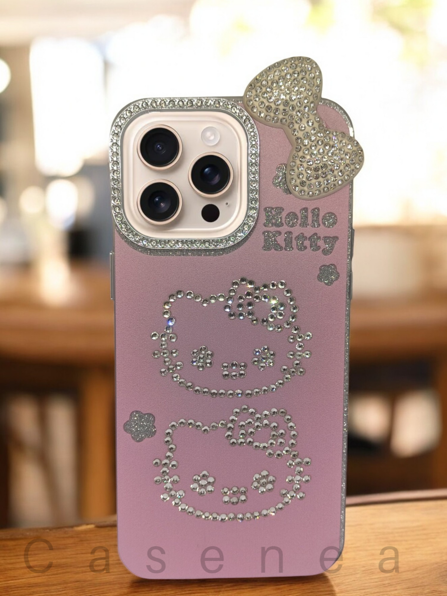 Casenea™ Kitty Hello Blink Case – Reflective Glow for iPhone 15, 15 Pro & 15 Pro Max