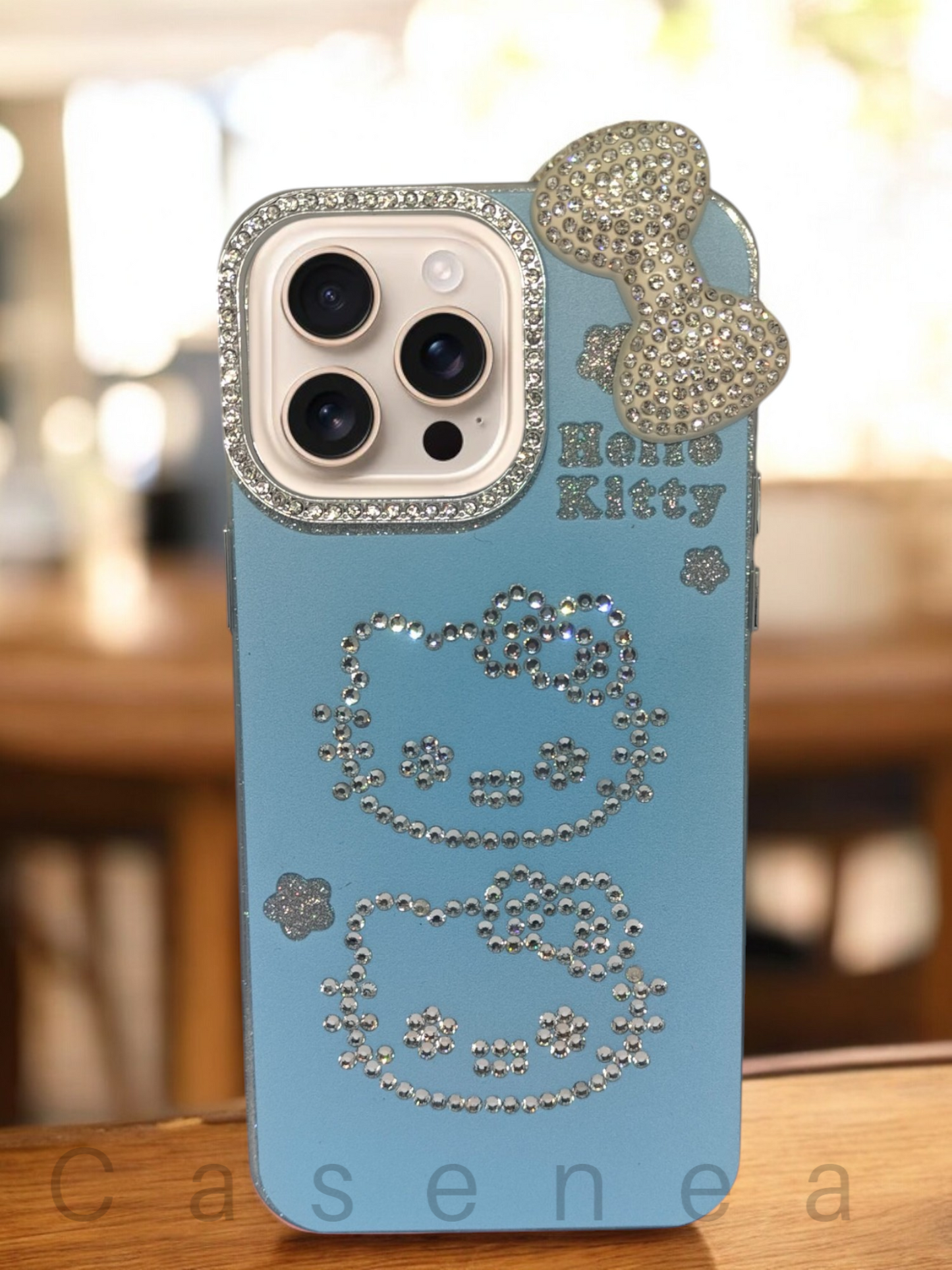 Casenea™ Kitty Hello Blink Case – Reflective Glow for iPhone 15, 15 Pro & 15 Pro Max