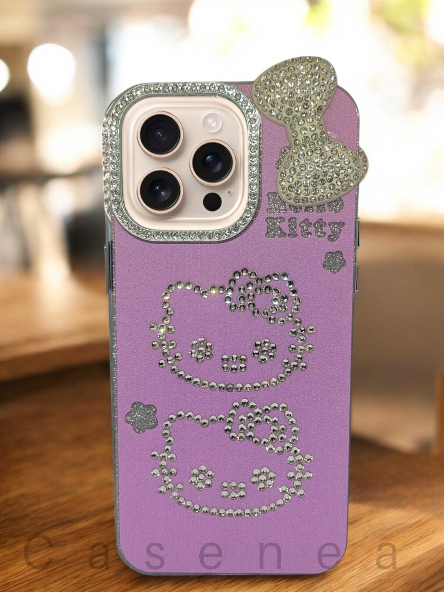 Casenea™ Kitty Hello Blink Case – Reflective Glow for iPhone 15, 15 Pro & 15 Pro Max