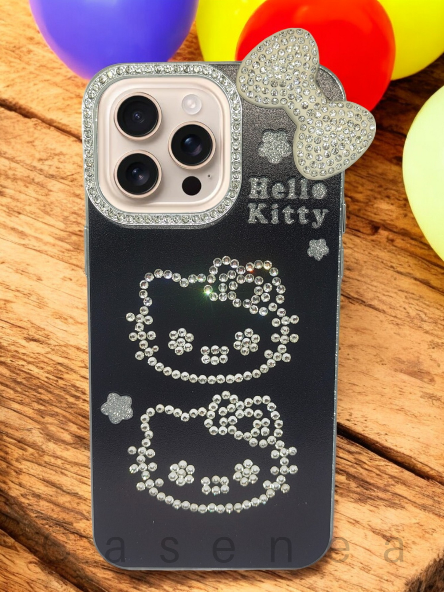 Casenea™ Kitty Hello Blink Case – Reflective Glow for iPhone 15, 15 Pro & 15 Pro Max