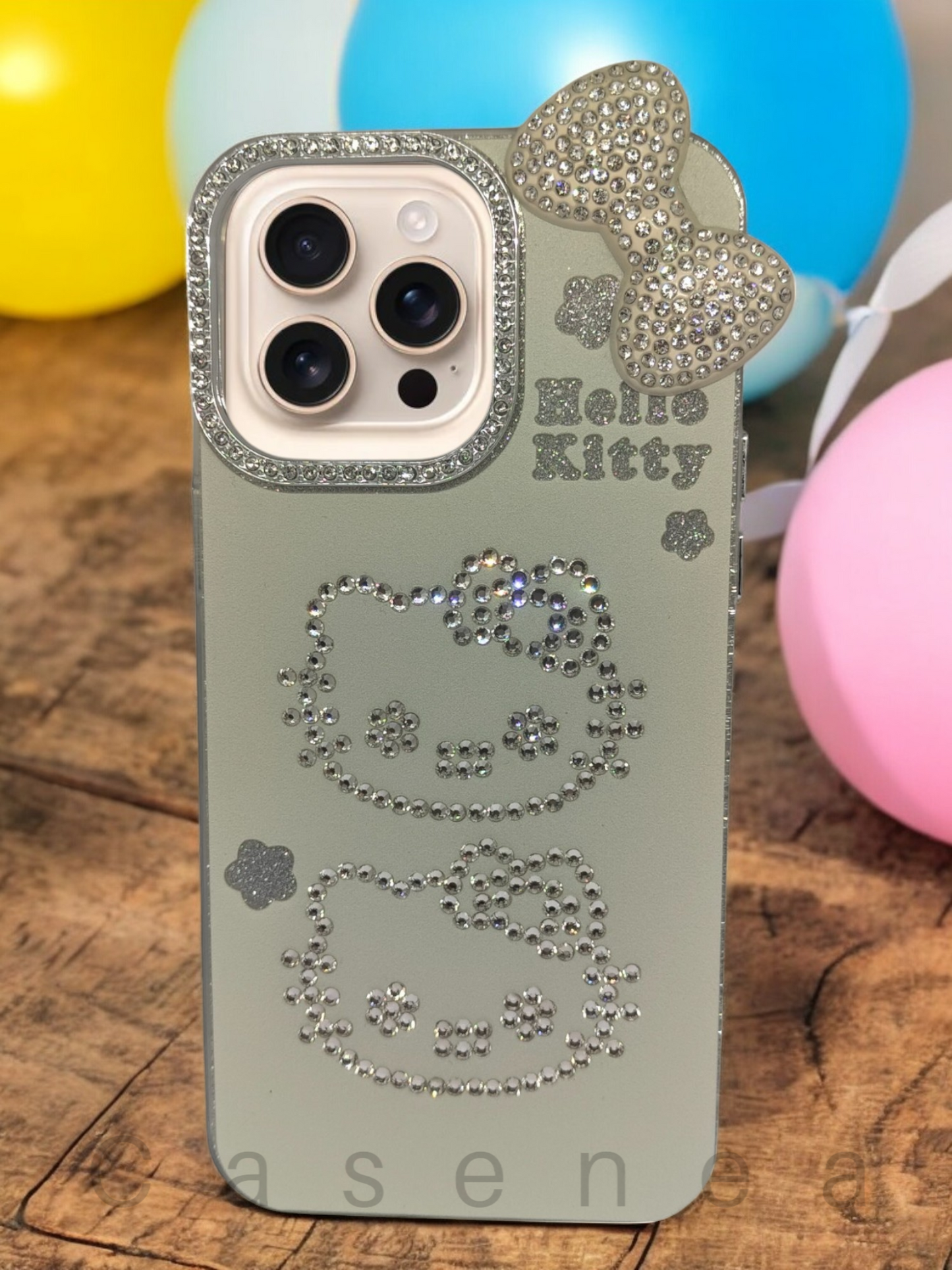 Casenea™ Kitty Hello Blink Case – Reflective Glow for iPhone 15, 15 Pro & 15 Pro Max