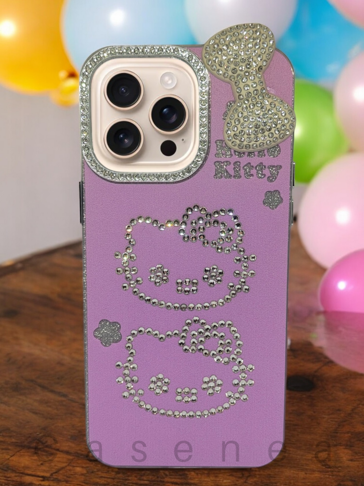 Casenea™ Kitty Hello Blink Case – Reflective Glow for iPhone 15, 15 Pro & 15 Pro Max