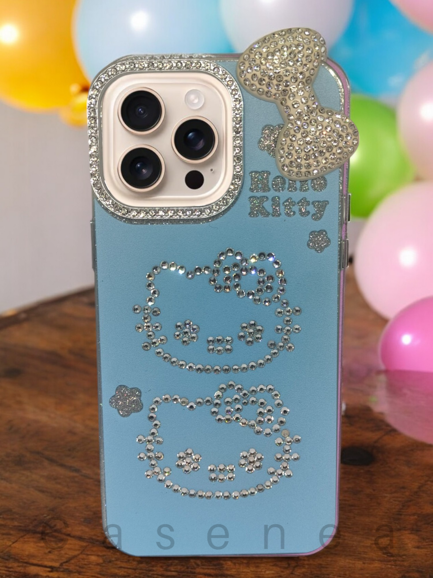 Casenea™ Kitty Hello Blink Case – Reflective Glow for iPhone 15, 15 Pro & 15 Pro Max