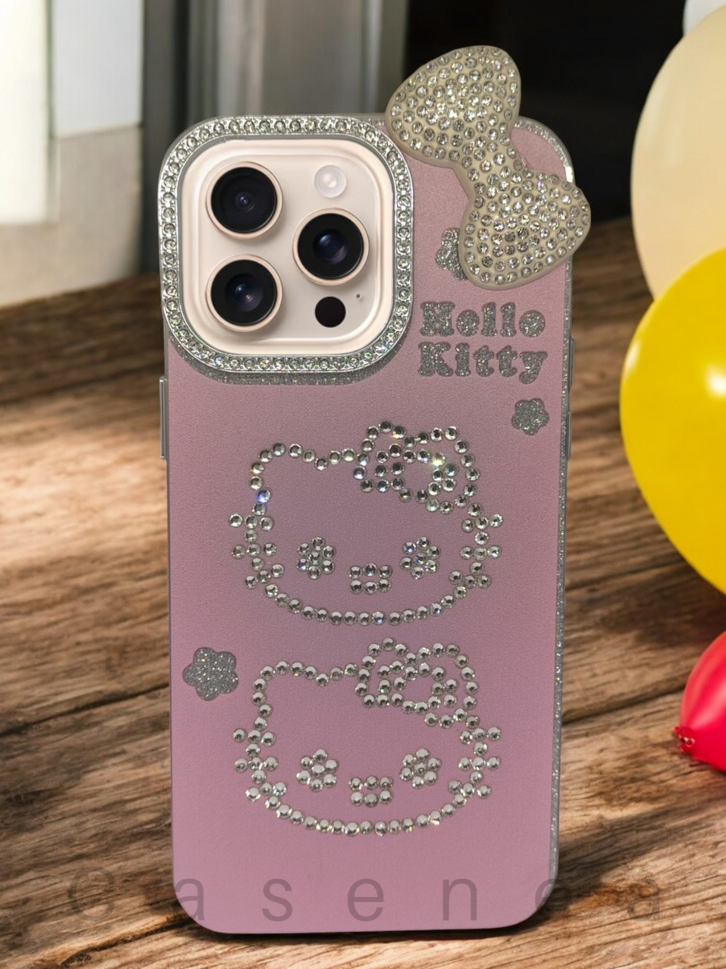 Casenea™ Kitty Hello Blink Case – Reflective Glow for iPhone 15, 15 Pro & 15 Pro Max