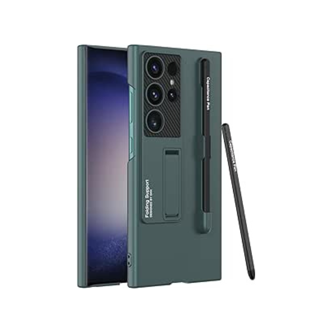 Luxury Shockproof Case with S Pen Holder & 3-Mode Kickstand – Ultra Thin Hard PC Protective Cover for Samsung