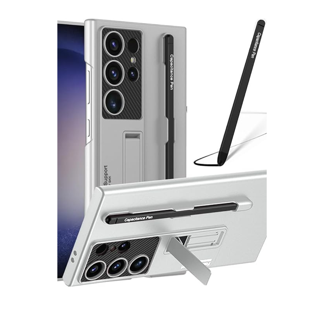 Luxury Shockproof Case with S Pen Holder & 3-Mode Kickstand – Ultra Thin Hard PC Protective Cover for Samsung