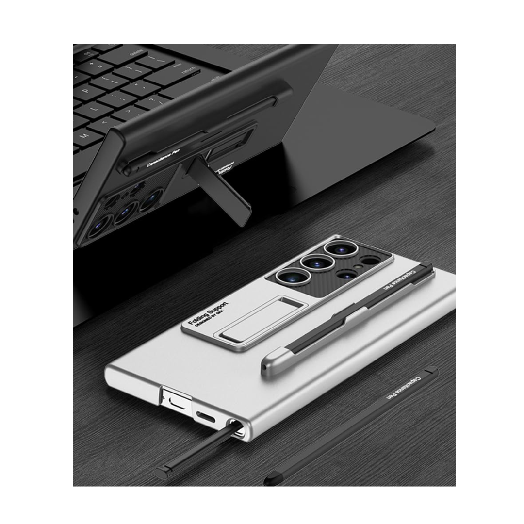 Luxury Shockproof Case with S Pen Holder & 3-Mode Kickstand – Ultra Thin Hard PC Protective Cover for Samsung