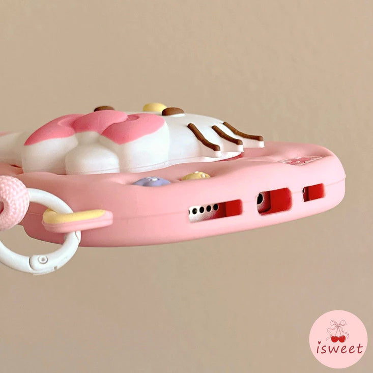 Cartoon Teddy Pop Head Kickstand Phone Case for iPhone