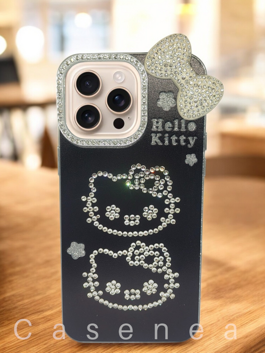 Casenea™ Kitty Hello Blink Case – Reflective Glow for iPhone 15, 15 Pro & 15 Pro Max