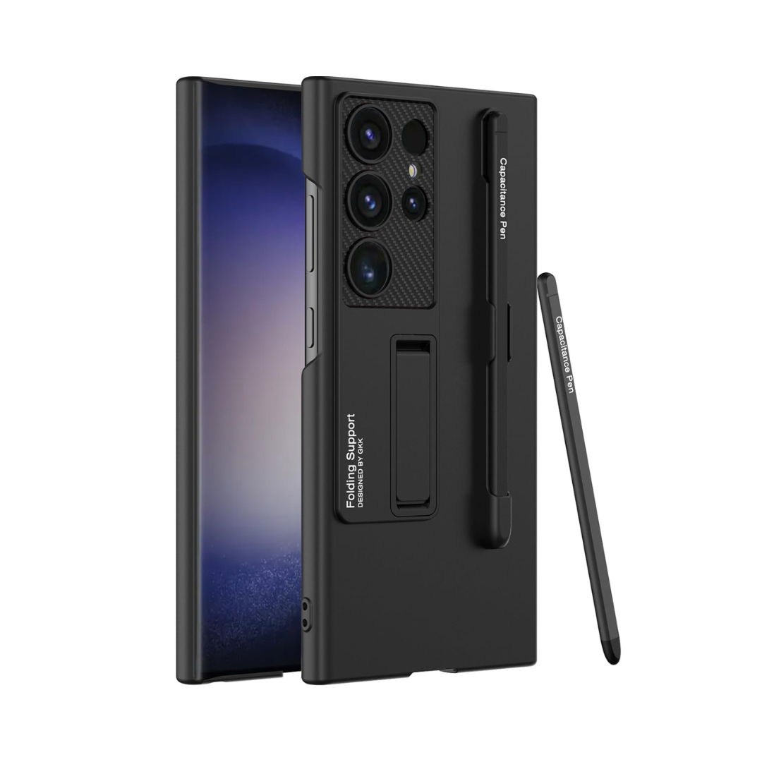 Luxury Shockproof Case with S Pen Holder & 3-Mode Kickstand – Ultra Thin Hard PC Protective Cover for Samsung