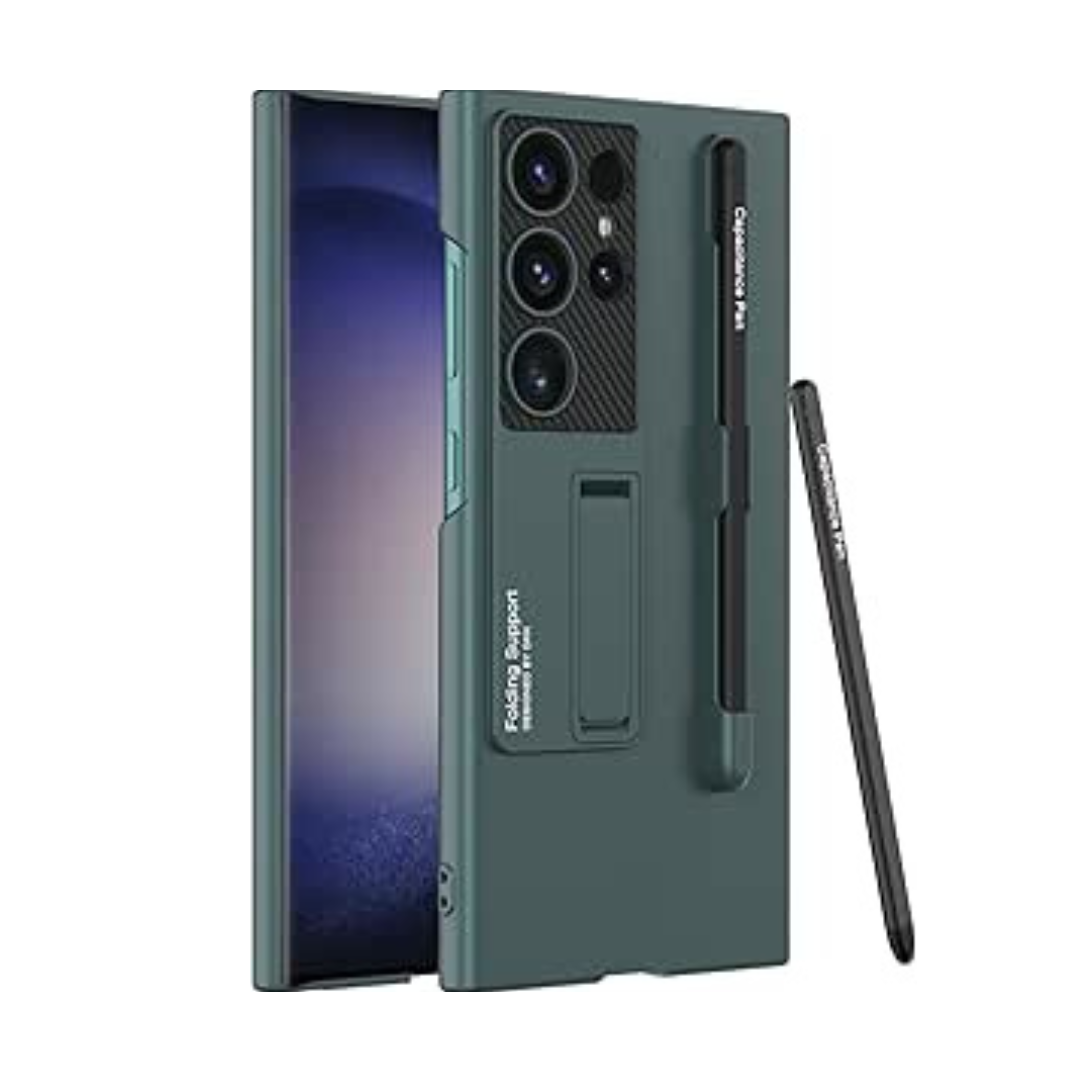 Luxury Shockproof Case with S Pen Holder & 3-Mode Kickstand – Ultra Thin Hard PC Protective Cover for Samsung