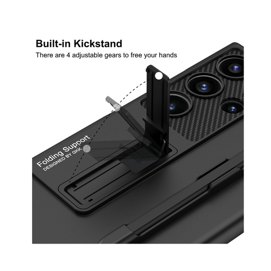 Luxury Shockproof Case with S Pen Holder & 3-Mode Kickstand – Ultra Thin Hard PC Protective Cover for Samsung