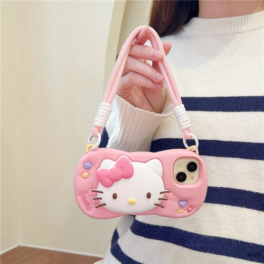 Cartoon Teddy Pop Head Kickstand Phone Case for iPhone