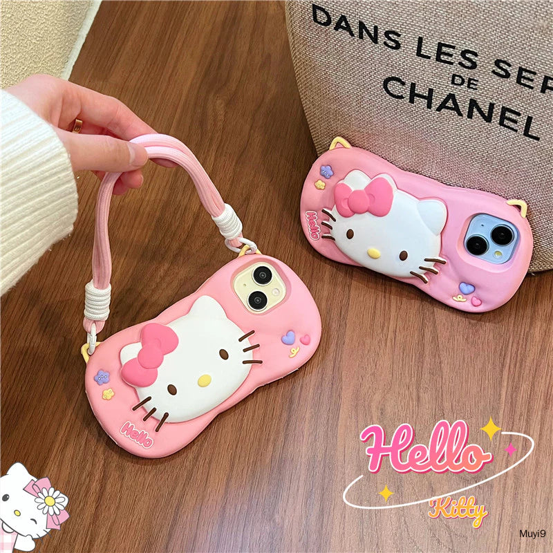 Cartoon Teddy Pop Head Kickstand Phone Case for iPhone
