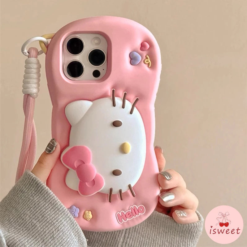 Cartoon Teddy Pop Head Kickstand Phone Case for iPhone